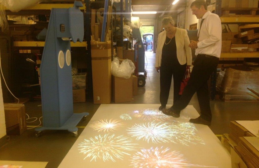 Jonathan Portus demonstrating the special needs interactive floor