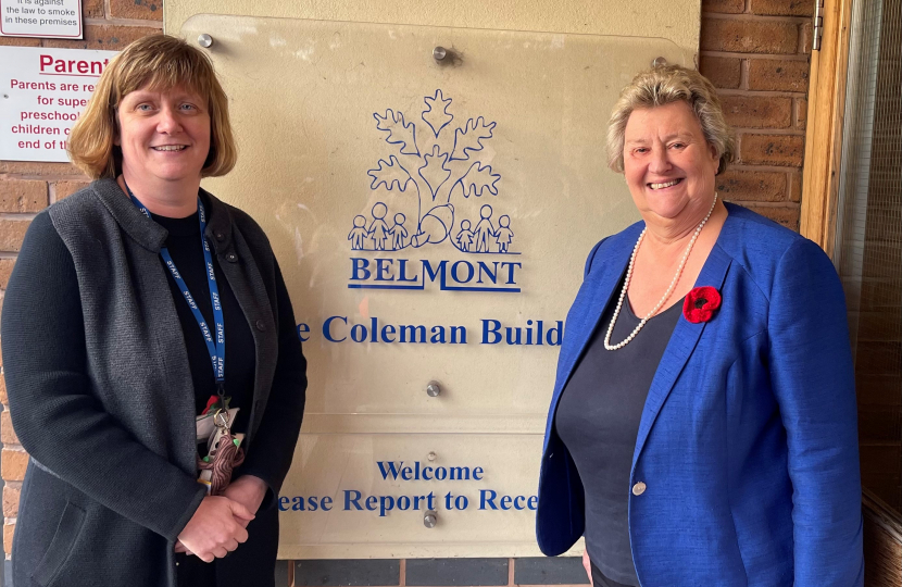 Photo of Mrs Fern, Headteacher and Heather Wheeler MP 