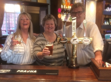 Andrea Milner, Heather Wheeler and Ian Broomhead at the bar