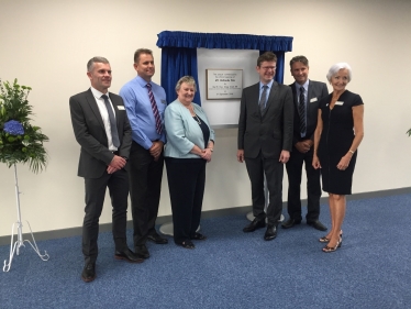 Left to right - Jon Ward (MD), Joey Ascott, Heather Wheeler MP, Secretary of State Greg Clark, Pete Ascott and Norma Ascott