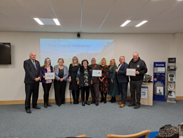 Kirsty Coxon, Rainbows; Maria & Mark Hanson, Me & Dee; Tracey Davenport & Barbara Elsey,   NSPCC; Cllr Paul Dunn, Chair of South Derbyshire District Council; Lesley Dunn – Consort to Chair; Cllr David Muller and Heather Wheeler MP